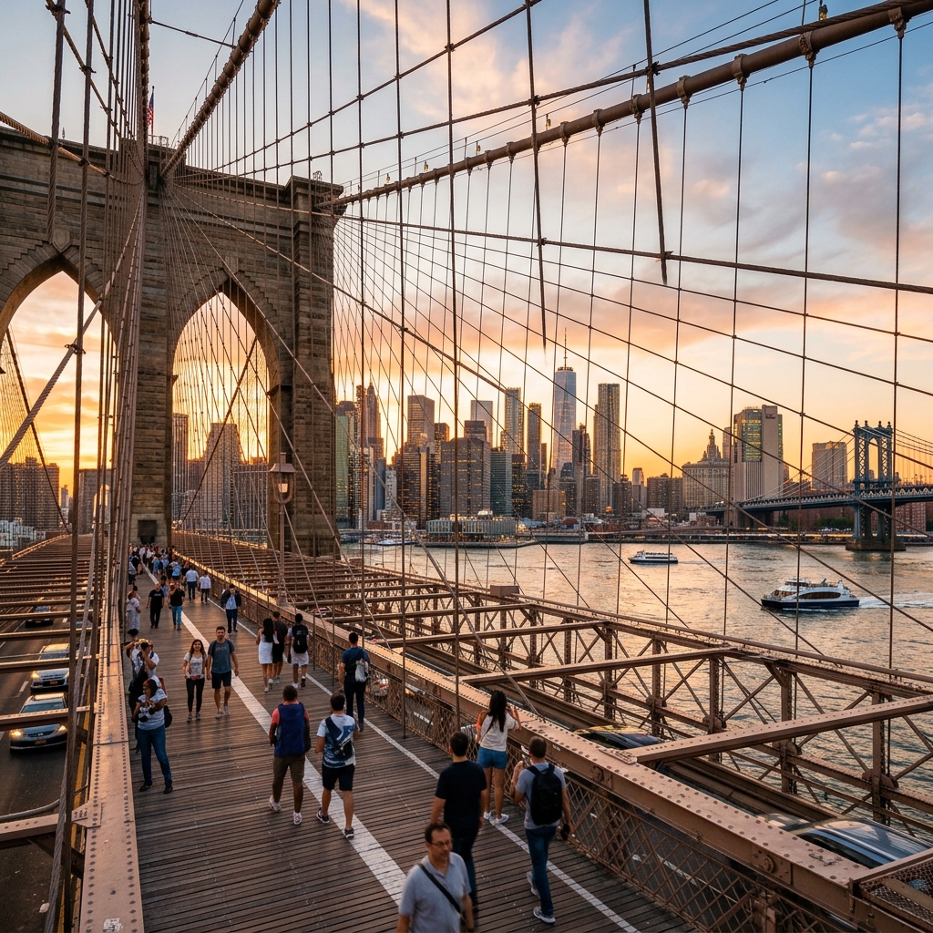 New York Brooklyn Bridge Skyline